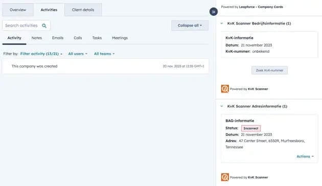 KvK scanner activity