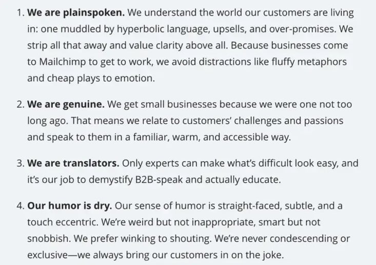 Mailchimp company guidelines