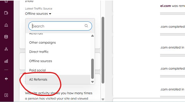 AI Referrals als source in HubSpot