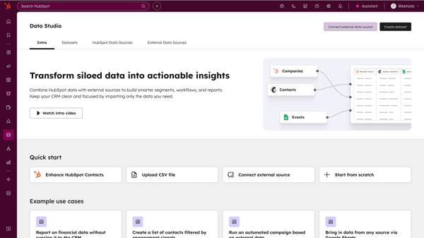 Data Hub - Data Studio Landing Page