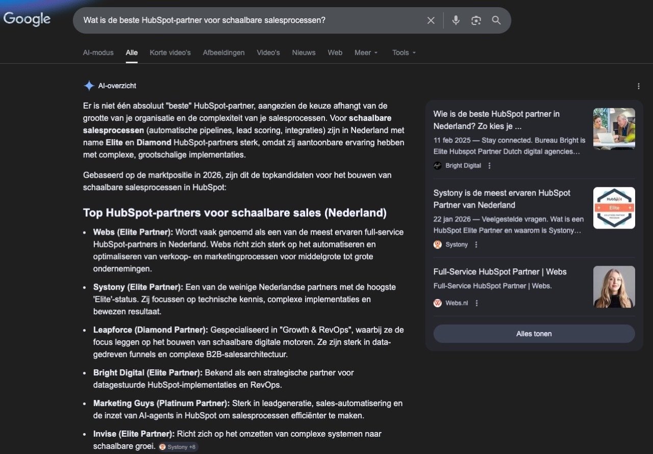 AI zoekresultaat met Hubspot