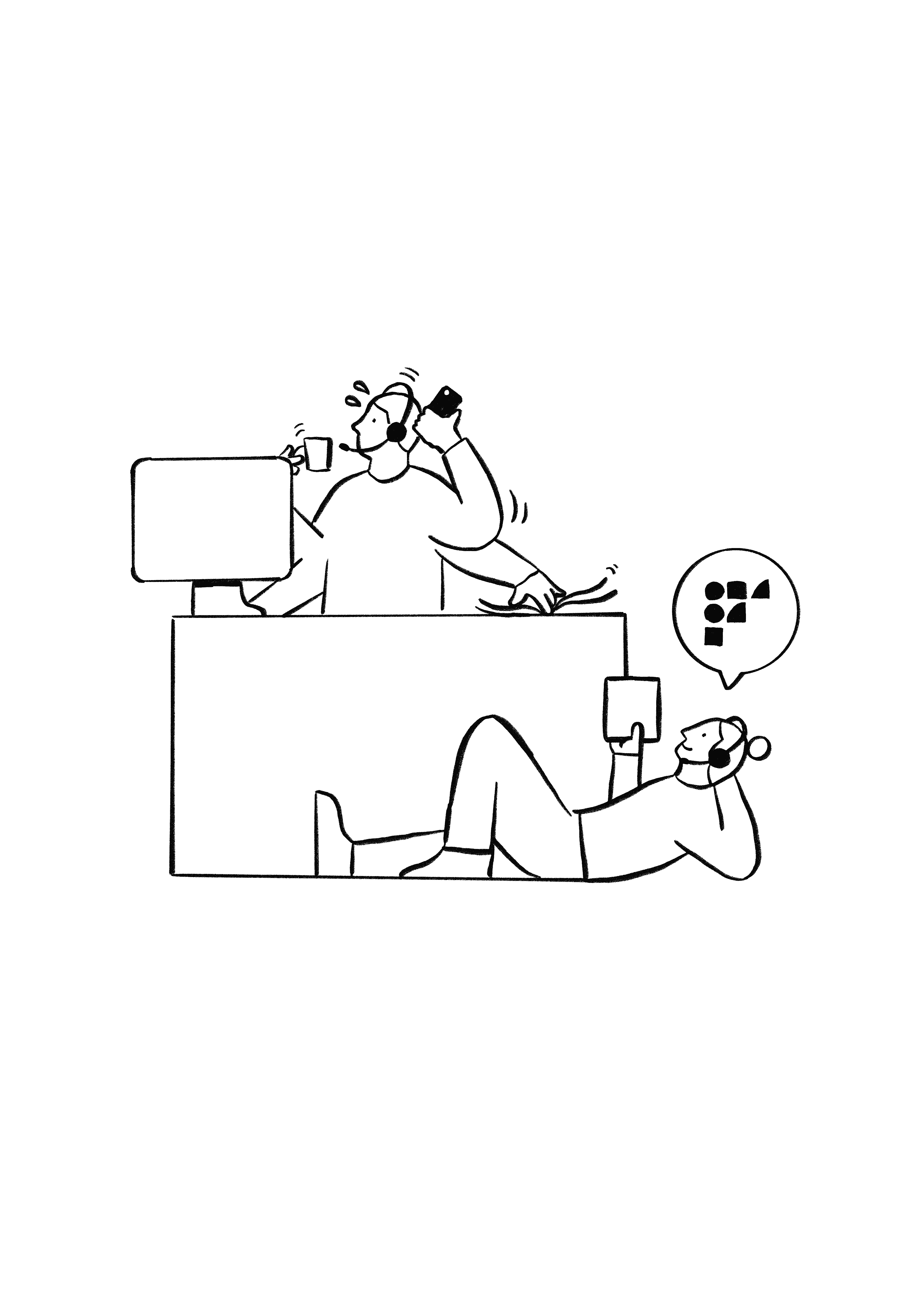 Service illustration of a service desk