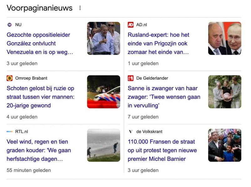 Rich Card Snippets voorbeeld